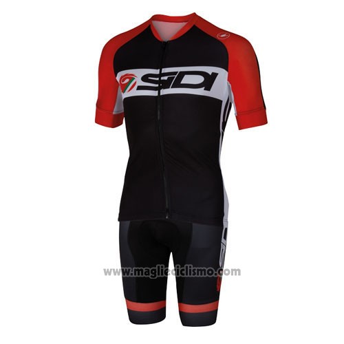 2016 Abbigliamento Ciclismo Castelli SIDI Nero e Rosso Manica Corta e Salopette